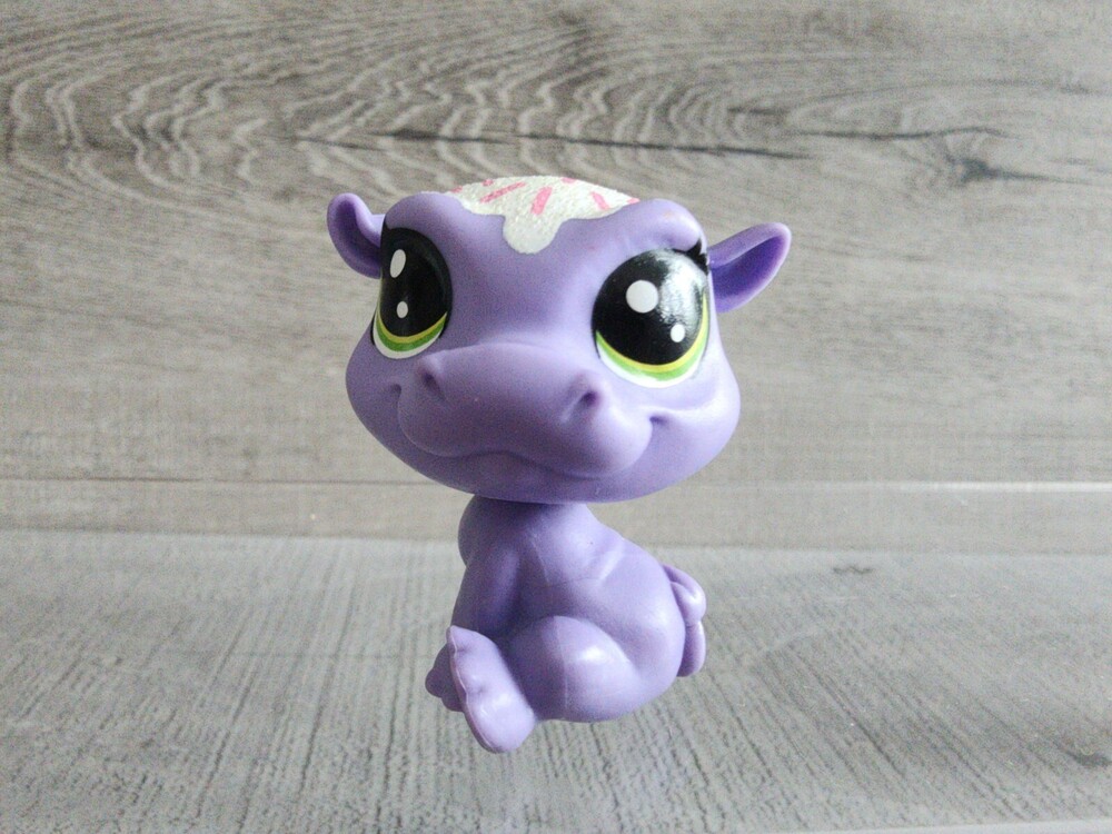 Littlest Pet Shop LPS 3-158 Purple HIPPO Hippopotamus GLITTER Sprinkle Top